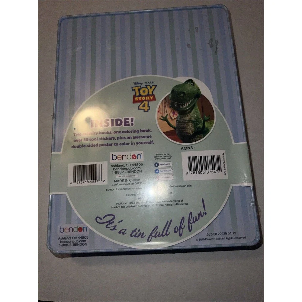 Disney Pixar Toy Story 4 Tin 3 Activity Books, 1 Poster,50 Stickers, 4 Markers!